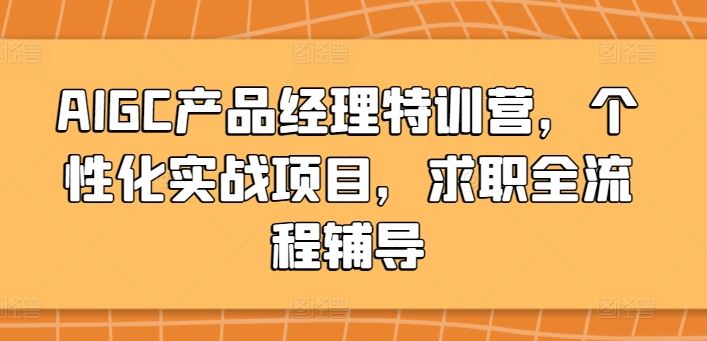AIGC产品经理特训营，个性化实战项目，求职全流程辅导-凌秋网创