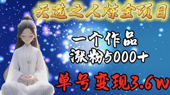天选之人炼金项目，一个作品涨粉5000+，单号变现3.6w【揭秘】-凌秋网创