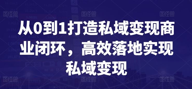 从0到1打造私域变现商业闭环，高效落地实现私域变现-凌秋网创