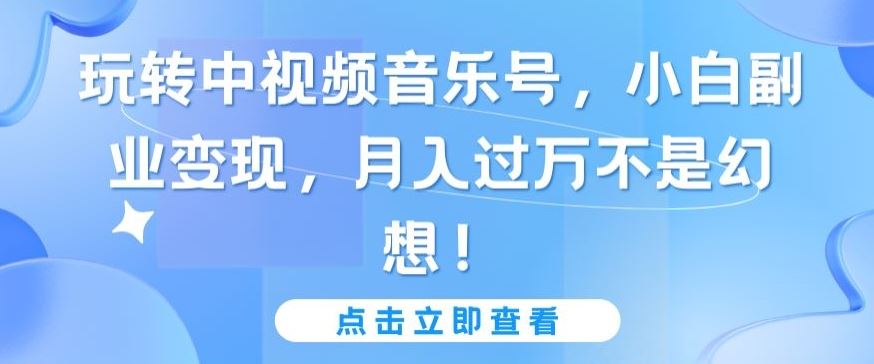 玩转中视频音乐号，小白副业变现，月入过万不是幻想【揭秘】-凌秋网创