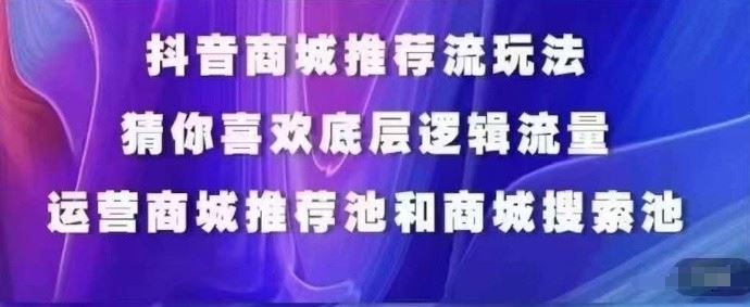 抖音商城运营课程，猜你喜欢入池商城搜索商城推荐人群标签覆盖-凌秋网创