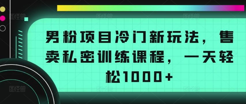 男粉项目冷门新玩法，售卖私密训练课程，一天轻松1000+【揭秘】-凌秋网创