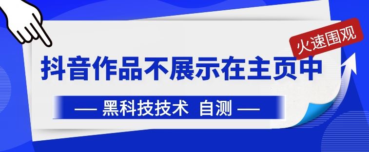 抖音黑科技：抖音作品不展示在主页中【揭秘】-凌秋网创