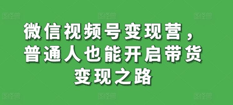 微信视频号变现营，普通人也能开启带货变现之路-凌秋网创