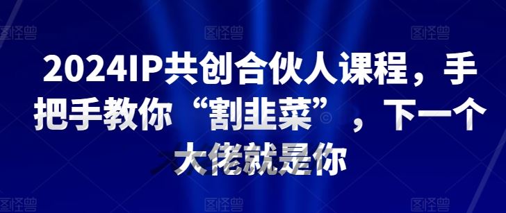 2024IP共创合伙人课程，手把手教你“割韭菜”，下一个大佬就是你-凌秋网创