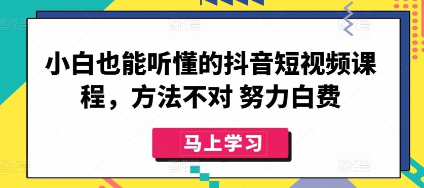 小白也能听懂的抖音短视频课程，方法不对 努力白费-凌秋网创