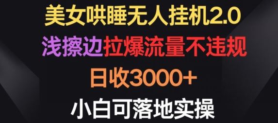 美女哄睡无人挂机2.0.浅擦边拉爆流量不违规，日收3000+，小白可落地实操【揭秘】-凌秋网创