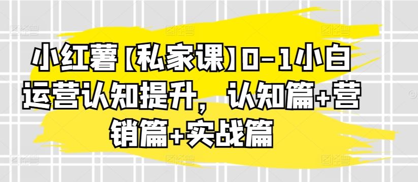 小红薯【私家课】0-1小白运营认知提升，认知篇+营销篇+实战篇-凌秋网创