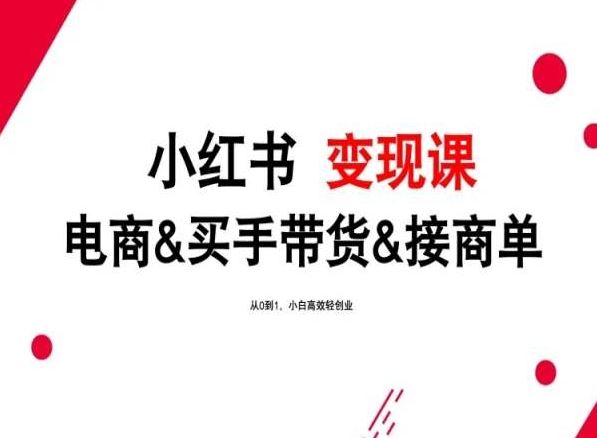 2024年最新小红书变现课，电商&买手带货&接商单，从0到1，小白高效轻创业-凌秋网创