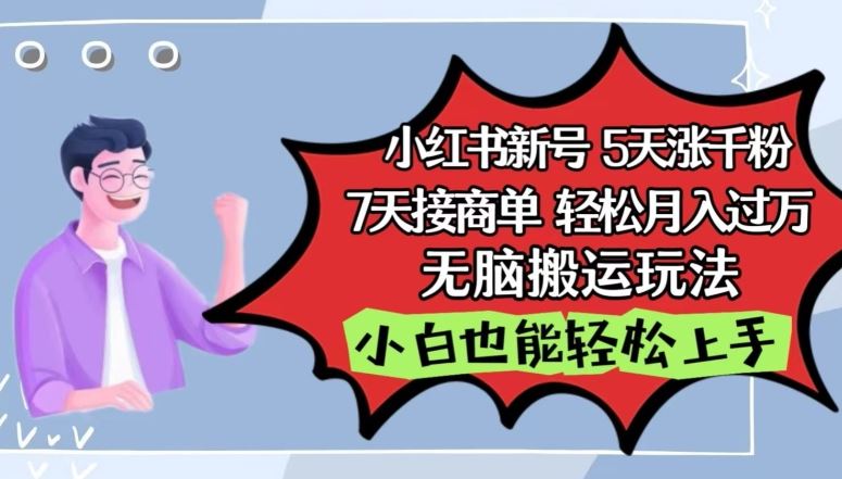 小红书影视泥巴追剧5天涨千粉，7天接商单，轻松月入过万，无脑搬运玩法【揭秘】-凌秋网创