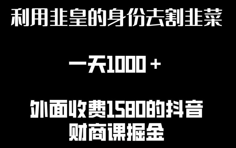 利用非皇的身份去割韭菜，一天1000+(附详细资源)【揭秘】-凌秋网创