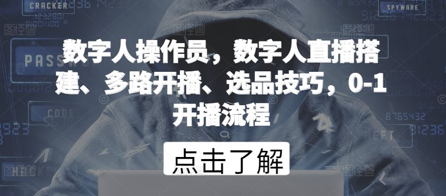 数字人操作员，数字人直播搭建、多路开播、选品技巧，0-1开播流程-凌秋网创