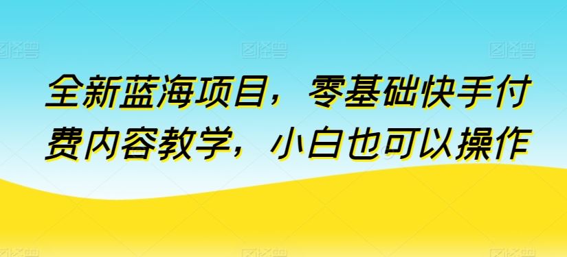 全新蓝海项目，零基础快手付费内容教学，小白也可以操作【揭秘】-凌秋网创