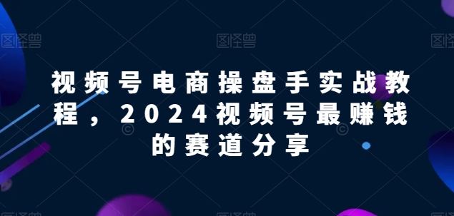 视频号电商实战教程，2024视频号最赚钱的赛道分享-凌秋网创