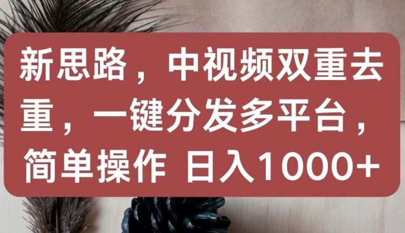 新思路，中视频双重去重，一键分发多平台，简单操作，日入1000+【揭秘】-凌秋网创