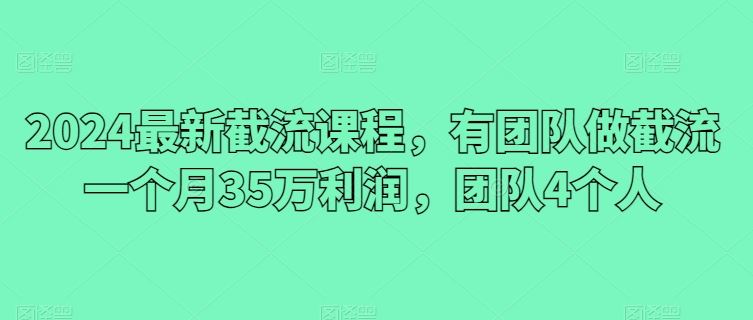 2024最新截流课程，有团队做截流一个月35万利润，团队4个人-凌秋网创