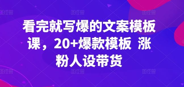 看完就写爆的文案模板课，20+爆款模板  涨粉人设带货-凌秋网创
