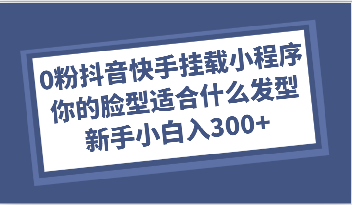 0粉抖音快手挂载小程序，你的脸型适合什么发型玩法，新手小白日入300+-凌秋网创