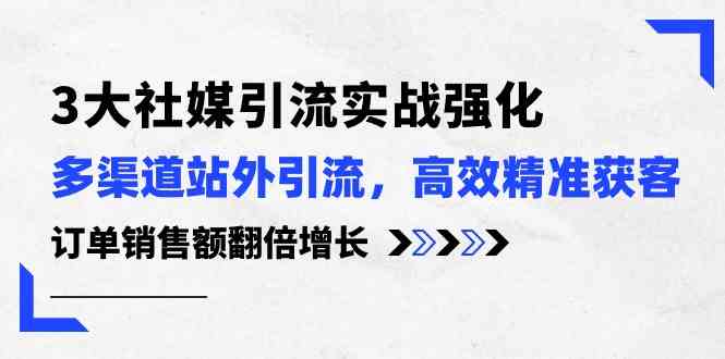 3大社媒引流实操强化，多渠道站外引流/高效精准获客/订单销售额翻倍增长-凌秋网创
