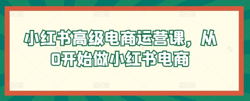 小红书高级电商运营课，从0开始做小红书电商-凌秋网创