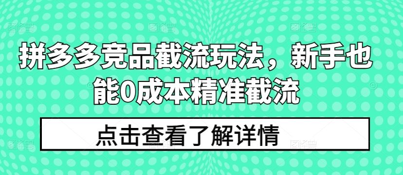 拼多多竞品截流玩法，新手也能0成本精准截流-凌秋网创