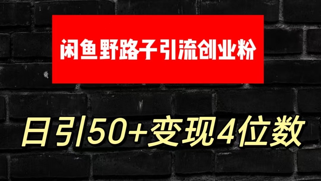 大眼闲鱼野路子引流创业粉，日引50+单日变现四位数-凌秋网创