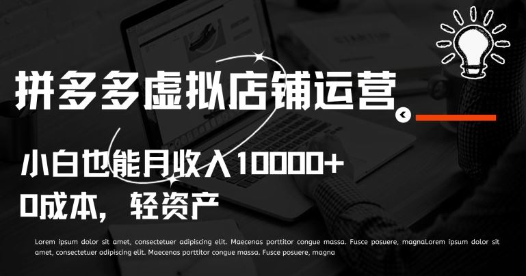 拼多多虚拟店铺运营小白也能月收入10000+【揭秘】-凌秋网创