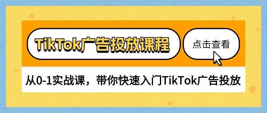TikTok广告投放课程，从0-1实战课，带你快速入门TikTok广告投放（30节课）-凌秋网创