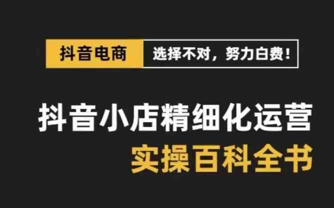 抖音小店精细化运营百科全书，保姆级运营实战讲解（更新）-凌秋网创