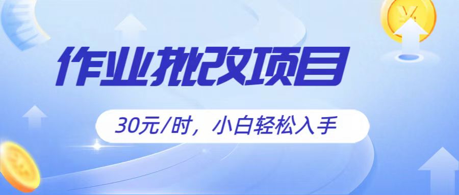 作业批改项目30元/时，简单小白轻松入手，非常适合兼职-凌秋网创