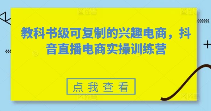 教科书级可复制的兴趣电商，抖音直播电商实操训练营-凌秋网创