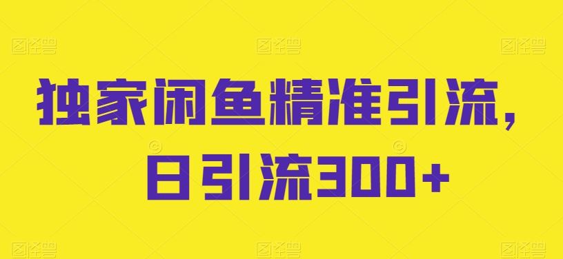独家闲鱼精准引流，日引流300+【揭秘】-凌秋网创