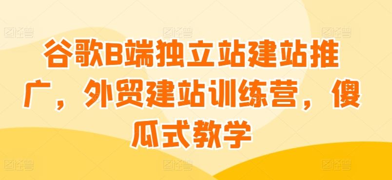 谷歌B端独立站建站推广，外贸建站训练营，傻瓜式教学-凌秋网创