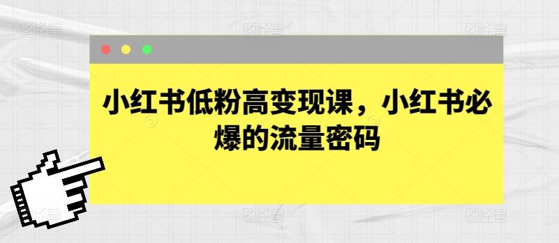 小红书低粉高变现课，小红书必爆的流量密码-凌秋网创