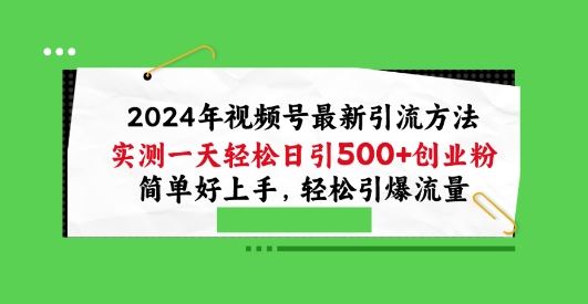 2024年视频号最新引流方法，实测一天轻松日引100+创业粉，简单好上手，轻松引爆流量【揭秘】-凌秋网创