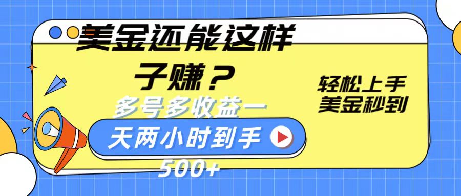 美金还能这样子赚？轻松上手，美金秒到账 多号多收益，一天 两小时，到手500+-凌秋网创