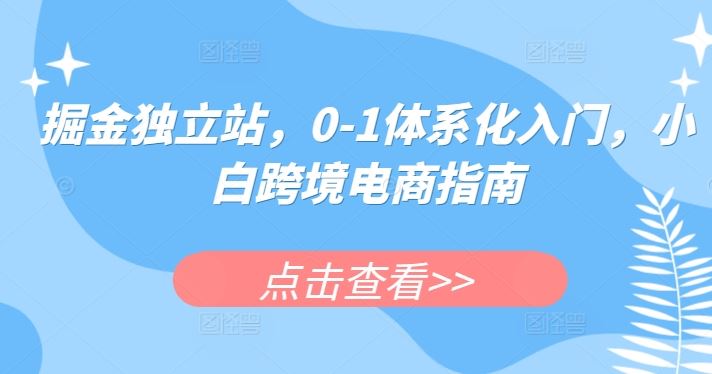 掘金独立站，0-1体系化入门，小白跨境电商指南-凌秋网创