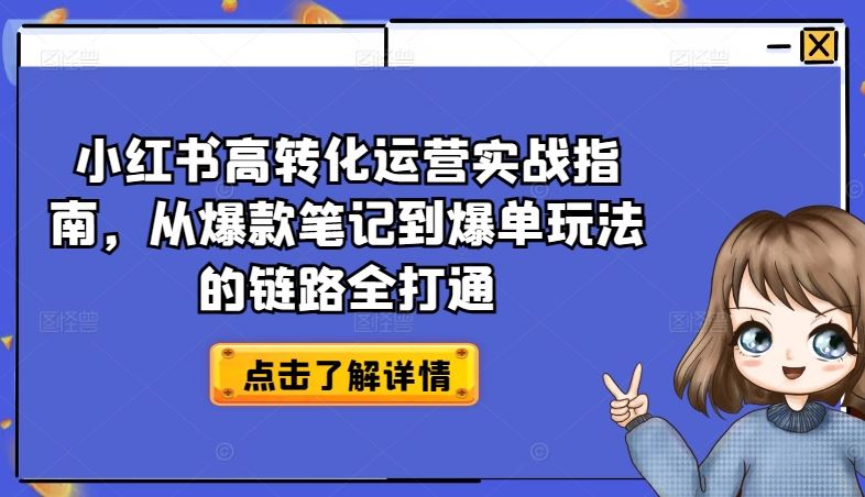 小红书高转化运营实战指南，从爆款笔记到爆单玩法的链路全打通-凌秋网创
