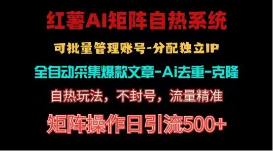 红薯矩阵自热系统，独家不死号引流玩法！矩阵操作日引流500+-凌秋网创