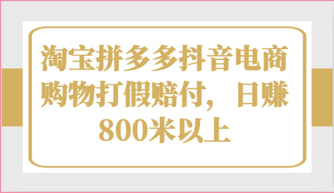 淘宝拼多多抖音电商购物打假赔付，日赚800米以上-凌秋网创