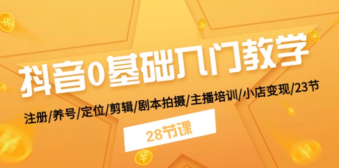 抖音0基础入门教学 注册/养号/定位/剪辑/剧本拍摄/主播培训/小店变现/28节-凌秋网创