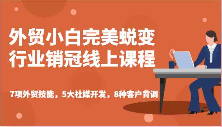 外贸小白完美蜕变行业销冠线上课程-7项外贸技能，5大社媒开发，8种客户背调-凌秋网创