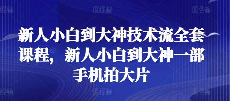 新人小白到大神技术流全套课程，新人小白到大神一部手机拍大片-凌秋网创