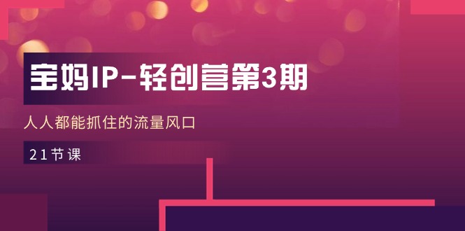 宝妈IP轻创营第3期，人人都能抓住的流量风口（21节课）-凌秋网创