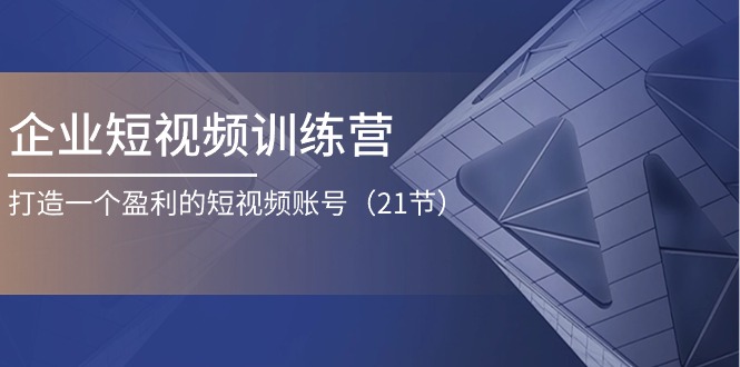 企业短视频训练营：打造一个盈利的短视频账号（21节）-凌秋网创