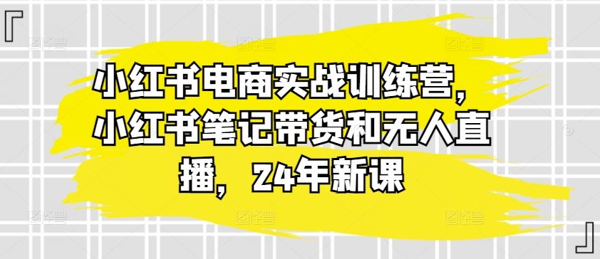 小红书电商实战训练营，小红书笔记带货和无人直播，24年新课-凌秋网创