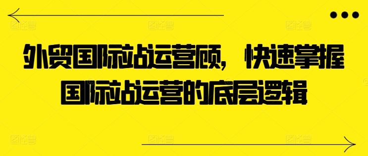 外贸国际站运营顾问，快速掌握国际站运营的底层逻辑-凌秋网创