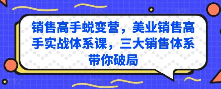 销售高手蜕变营，美业销售高手实战体系课，三大销售体系带你破局-凌秋网创