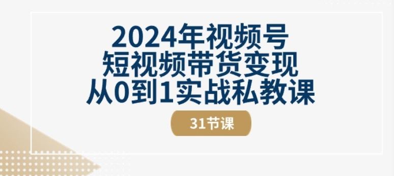 2024年视频号短视频带货变现从0到1实战私教课(31节视频课)-凌秋网创