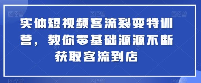 实体短视频客流裂变特训营，教你零基础源源不断获取客流到店-凌秋网创